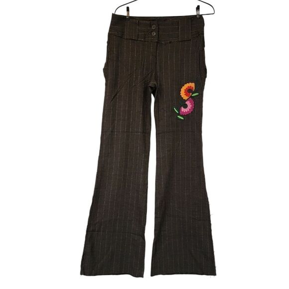 Lucca NWOT  Distressed Embroidered Herringbone Pinstripe Pant - Picture 1 of 10